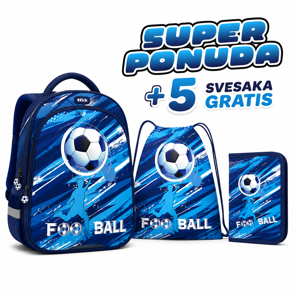 anatomski školski ranac fudbal, fudbalski ranac za decu, Football školski ranac, školski ranac za dečake, plavi školski ranac, ranac sa fudbalskom loptom, anatomski ranac za dečake, ergonomski školski ranac, lagani školski ranac, Super Light ranac, školski set 3u1, ranac sa pernicom, ranac sa torbom za fizičko, ranac za prvi razred, dečiji školski ranac, školski ranac sa sveskama