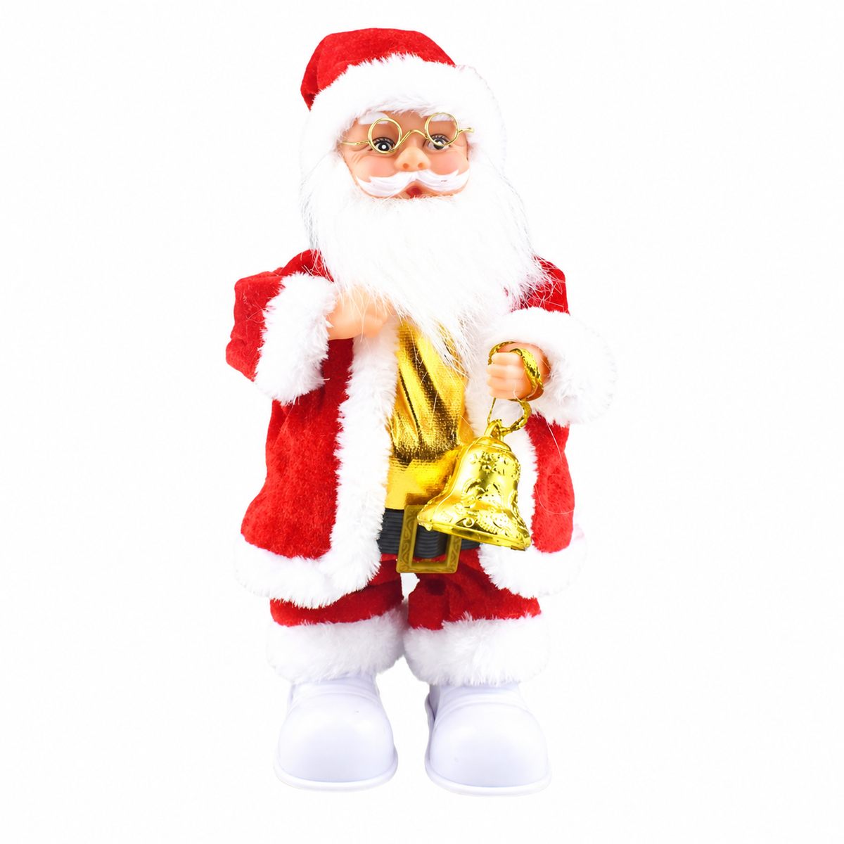 deda mraz dekoracija, deda mraz sa zvoncem, novogodišnja dekoracija, božićna dekoracija, praznični ukrasi, figura deda mraza, ukrasi za dom, dekoracija pored jelke