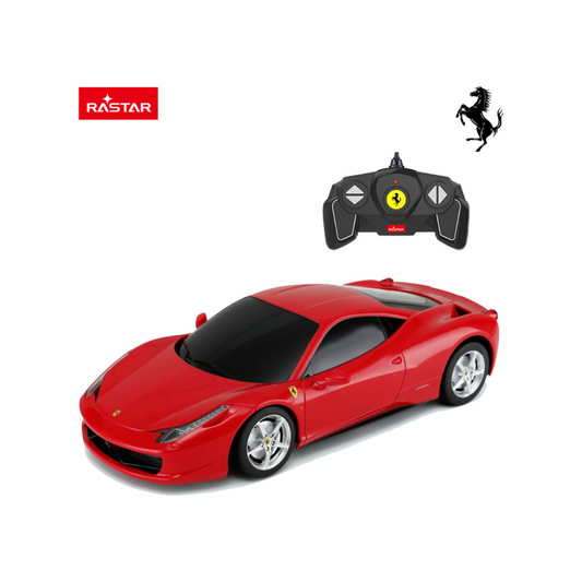 Rastar metalni autić Ferrari 458 Italia u razmeri 1:18, na daljinsko upravljanje, dostupan u više boja, realističan model sa detaljnom izradom, idealan za igru i kolekcionare.