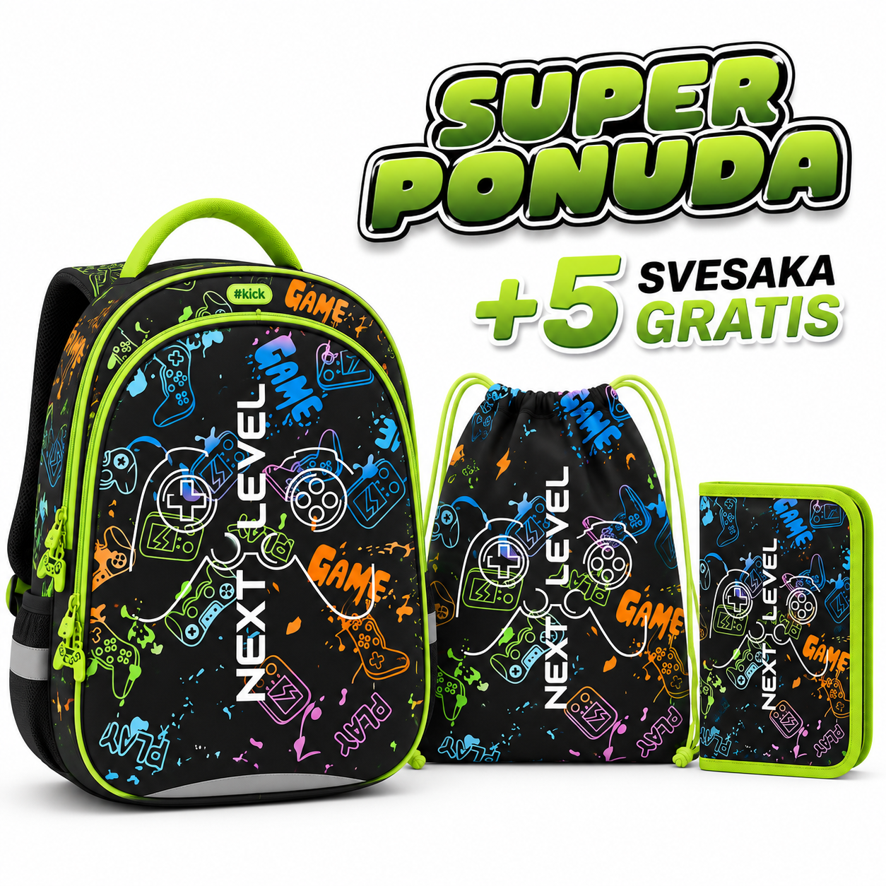 anatomski školski ranac gaming, gaming ranac za decu, Next Level ranac, gejming školski ranac, školski ranac za dečake, anatomski ranac za dečake, ergonomski školski ranac, lagani školski ranac, Super Light ranac, školski set 3u1, ranac sa pernicom, ranac sa torbom za fizičko, ranac za prvi razred, ranac za mlađe školarce, dečiji školski ranac, školski ranac sa sveskama