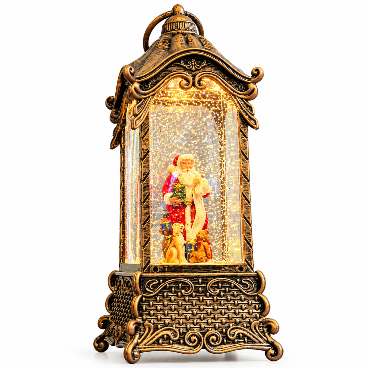 novogodišnji LED fenjer, novogodišnji fenjer sa Deda Mrazom, vintage novogodišnji fenjer, bronzani novogodišnji fenjer, novogodišnja dekoracija, božićni fenjer, LED božićna dekoracija, svetleći novogodišnji fenjer, fenjer sa snežnim efektom, novogodišnji ukrasi, božićni ukrasi, Deda Mraz dekoracija, fenjer sa Deda Mrazom i poklonima, dekorativni LED fenjer, novogodišnja lampa, božićna lampa, snežni fenjer, svetleći božićni ukrasi, novogodišnja dekoracija za dom, praznična dekoracija, antik bronzani fenjer, 