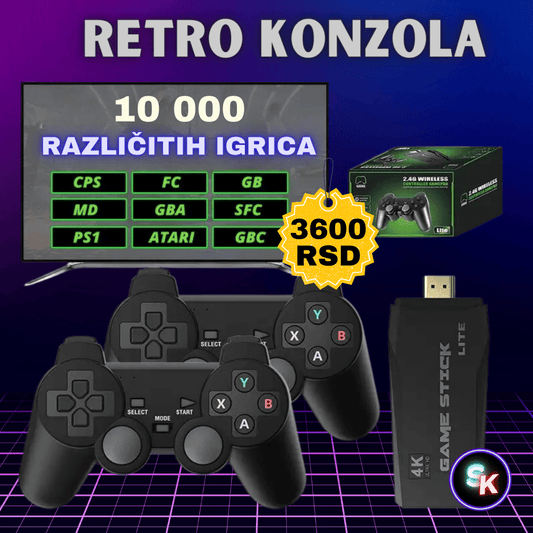 Retro Konzola - Game Stick 10.000 Različitih Igrica