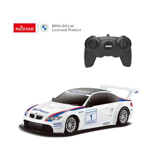 Rastar metalni autić BMW M3 u razmeri 1:24, na daljinsko upravljanje, u beloj boji, sa detaljnom izradom i realističnim dizajnom, idealan za igru i kolekcionare.